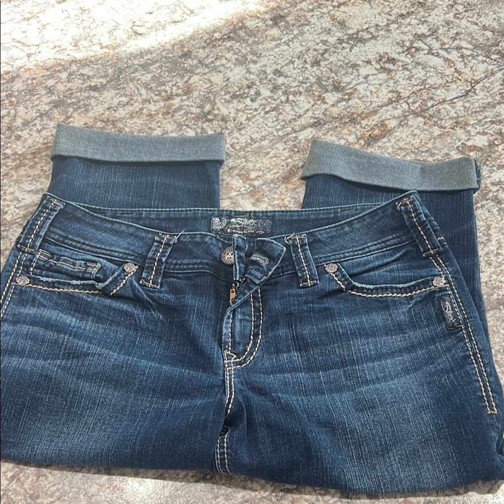 Silver Jeans Blue Ankle Cropped Denim